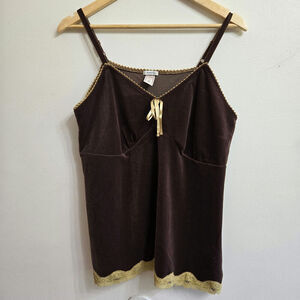 Old Navy Y2K Velvet Camisole Top Size 1X Lace Trim Whimsigoth Fairy Grunge
